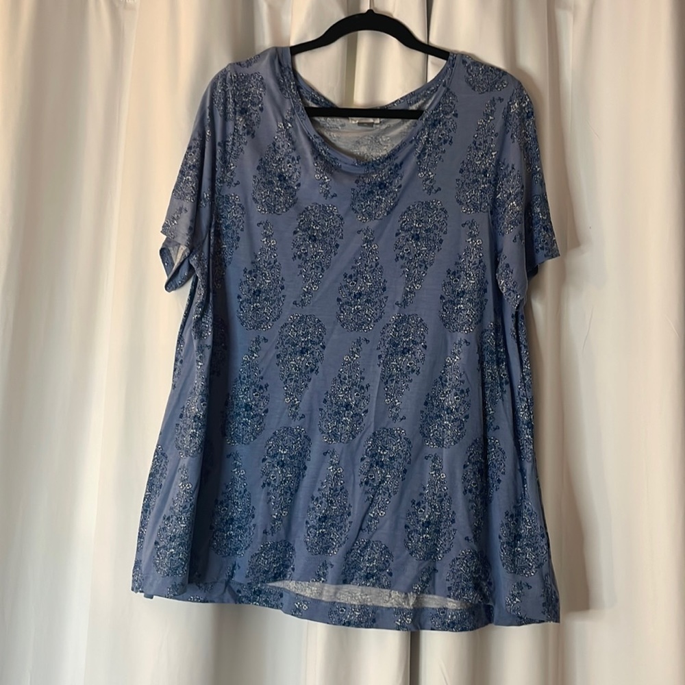 Soft Blue Floral Print Top